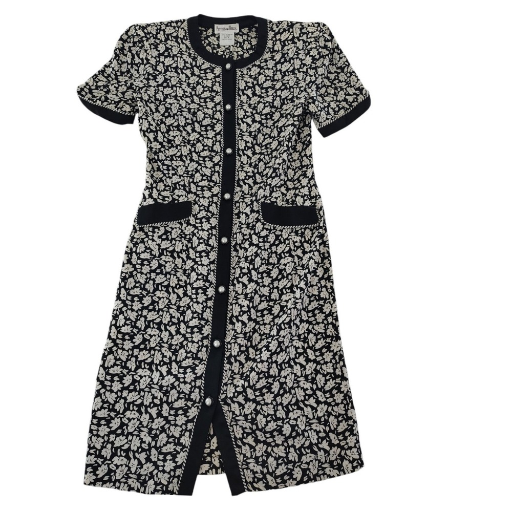 Vtg Petite For Maggie sheath Dress size 6 Floral print Pearl Button‎ Front Y2k